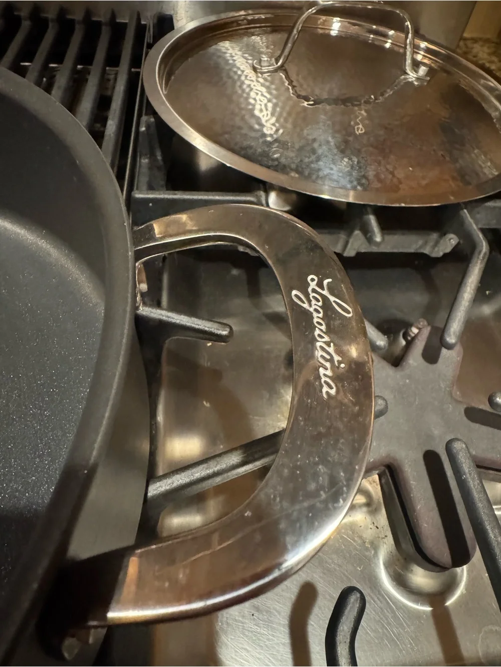 Lagostina Nera: hard anodized non stick 5 QT casserole pan with stainless steel